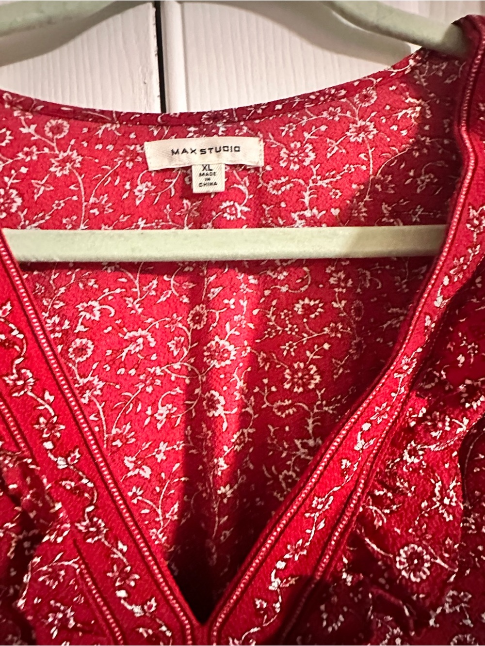 MAX STUDIO XL Red Floral Tiered Midi Dress - Picture 3 of 5